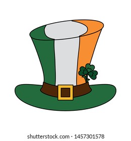 saint patricks day irish tradition leprechaun hat ireland flag with clover cartoon vector illustration graphic design