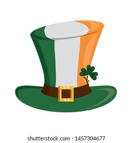 saint patricks day irish tradition leprechaun hat ireland flag with clover cartoon vector illustration graphic design