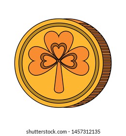 Saint  Patrick's day irish tradition golden coin isolated cartoon vector illustration.