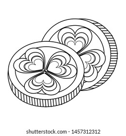 Saint Patrick's day irish tradition golden coins isolated cartoon vector illustration.