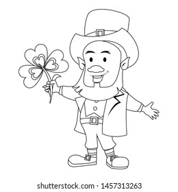 Saint Patrick's day irish tradition green leprechaun with clover cartoon. vector illustration.