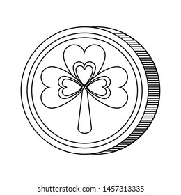 Saint Patrick's day irish tradition golden coin isolated cartoon .vector illustration.