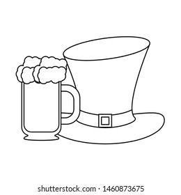 saint patricks day irish tradition leprechaun hat with green beer cartoon vector illustration graphic design