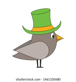 saint patricks day irish tradition bird wearing leprechaun hat cartoon vector illustration graphic design