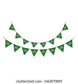 saint patricks day irish tradition clover pennants party celebration cartoon vector illustration graphic design