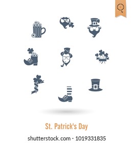 Saint Patricks Day Isolated Icon Set. Vector. Clean Work Minimum Points