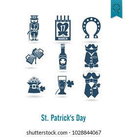 Saint Patricks Day Isolated Icon Set. Vector. Clean Work Minimum Points