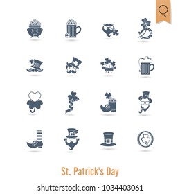Saint Patricks Day Isolated Icon Set. Vector. Clean Work Minimum Points