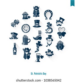 Saint Patricks Day Isolated Icon Set. Vector. Clean Work Minimum Points