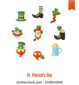 Saint Patricks Day Isolated Icon Set. Vector. Clean Work Minimum Points