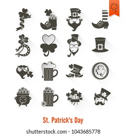 Saint Patricks Day Isolated Icon Set. Vector. Clean Work Minimum Points