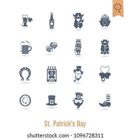 Saint Patricks Day Isolated Icon Set. Vector. Clean Work Minimum Points