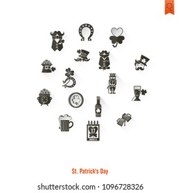 Saint Patricks Day Isolated Icon Set. Vector. Clean Work Minimum Points