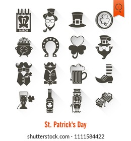 Saint Patricks Day Isolated Icon Set. Vector. Clean Work Minimum Points