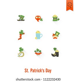 Saint Patricks Day Isolated Icon Set. Vector. Clean Work Minimum Points