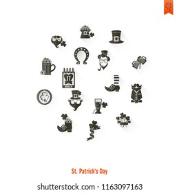 Saint Patricks Day Isolated Icon Set. Vector. Clean Work Minimum Points