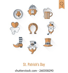Saint Patrick's Day Isolated Icon Set. Vector. Clean Work Minimum Points.