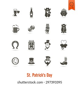 Saint Patricks Day Isolated Icon Set. Vector. Clean Work Minimum Points