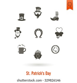 Saint Patricks Day Isolated Icon Set. Vector. Clean Work Minimum Points