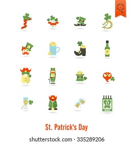 Saint Patricks Day Isolated Icon Set. Vector. Clean Work Minimum Points