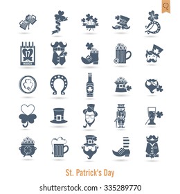 Saint Patricks Day Isolated Icon Set. Vector. Clean Work Minimum Points