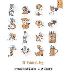 Saint Patricks Day Isolated Icon Set. Vector. Clean Work Minimum Points