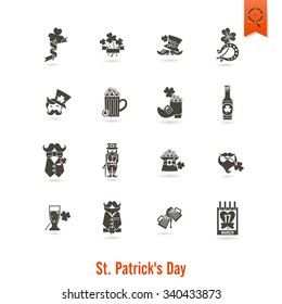 Saint Patricks Day Isolated Icon Set. Vector. Clean Work Minimum Points