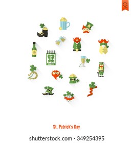 Saint Patricks Day Isolated Icon Set. Vector. Clean Work Minimum Points