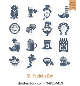 Saint Patricks Day Isolated Icon Set. Vector. Clean Work Minimum Points