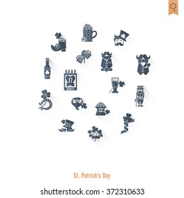 Saint Patricks Day Isolated Icon Set. Vector. Clean Work Minimum Points