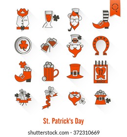 Saint Patricks Day Isolated Icon Set. Vector. Clean Work Minimum Points