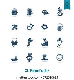 Saint Patricks Day Isolated Icon Set. Vector. Clean Work Minimum Points