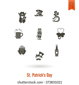 Saint Patricks Day Isolated Icon Set. Vector. Clean Work Minimum Points