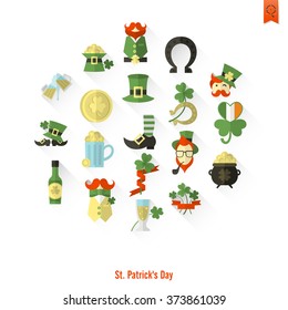 Saint Patricks Day Isolated Icon Set. Vector. Clean Work Minimum Points