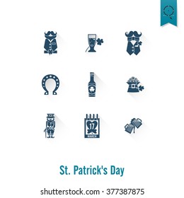Saint Patricks Day Isolated Icon Set. Vector. Clean Work Minimum Points