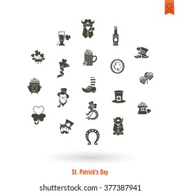 Saint Patricks Day Isolated Icon Set. Vector. Clean Work Minimum Points