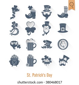 Saint Patricks Day Isolated Icon Set. Vector. Clean Work Minimum Points