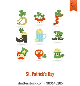 Saint Patricks Day Isolated Icon Set. Vector. Clean Work Minimum Points