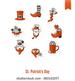 Saint Patricks Day Isolated Icon Set. Vector. Clean Work Minimum Points