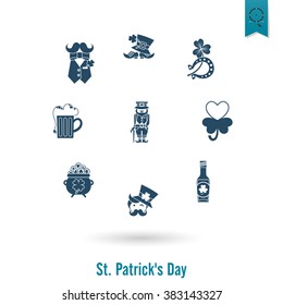 Saint Patricks Day Isolated Icon Set. Vector. Clean Work Minimum Points