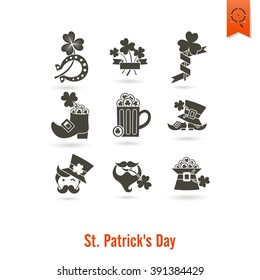 Saint Patricks Day Isolated Icon Set. Vector. Clean Work Minimum Points