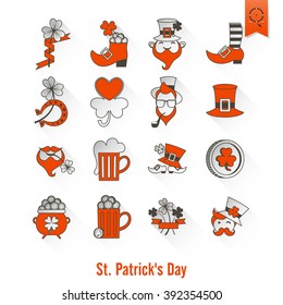 Saint Patricks Day Isolated Icon Set. Vector. Clean Work Minimum Points