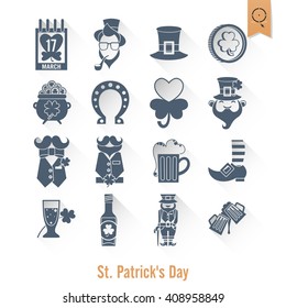 Saint Patricks Day Isolated Icon Set. Vector. Clean Work Minimum Points