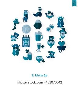 Saint Patricks Day Isolated Icon Set. Vector. Clean Work Minimum Points