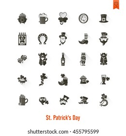 Saint Patricks Day Isolated Icon Set. Vector. Clean Work Minimum Points