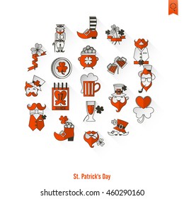 Saint Patricks Day Isolated Icon Set. Vector. Clean Work Minimum Points