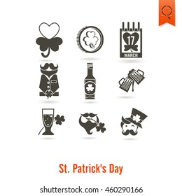 Saint Patricks Day Isolated Icon Set. Vector. Clean Work Minimum Points