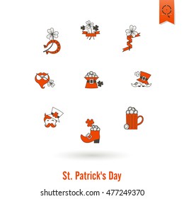Saint Patricks Day Isolated Icon Set. Vector. Clean Work Minimum Points