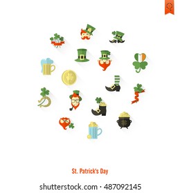 Saint Patricks Day Isolated Icon Set. Vector. Clean Work Minimum Points