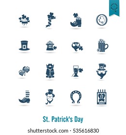 Saint Patricks Day Isolated Icon Set. Vector. Clean Work Minimum Points